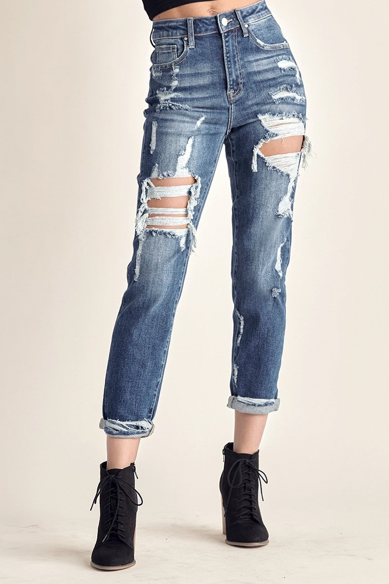Distressed Jeans Tagliare Jeans Alla Caviglia Pantalone Svasato