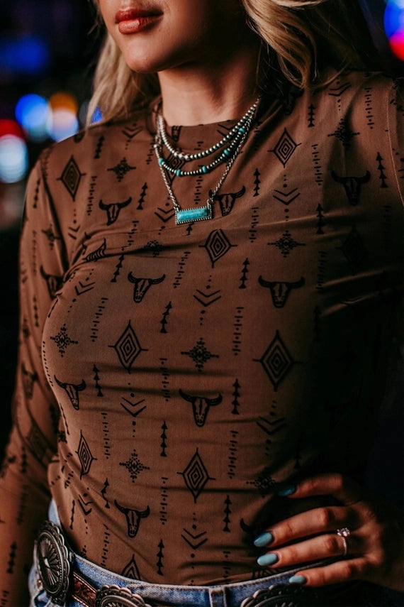 Heidi Western Mesh Top