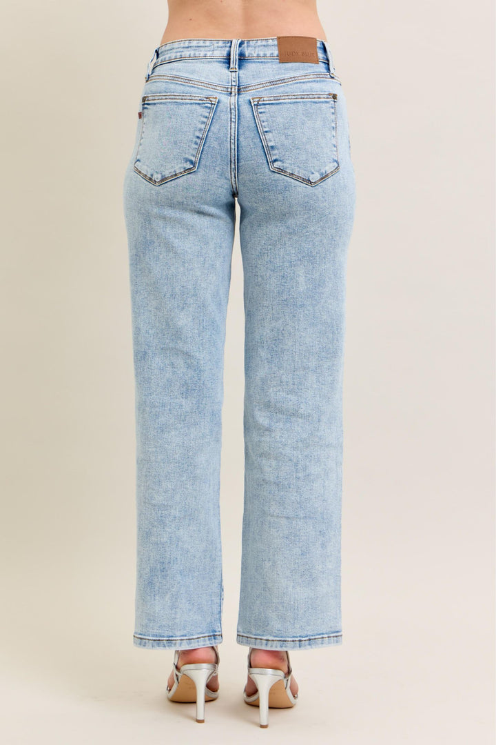 Danica High Waist Stone Wash Straight Jeans