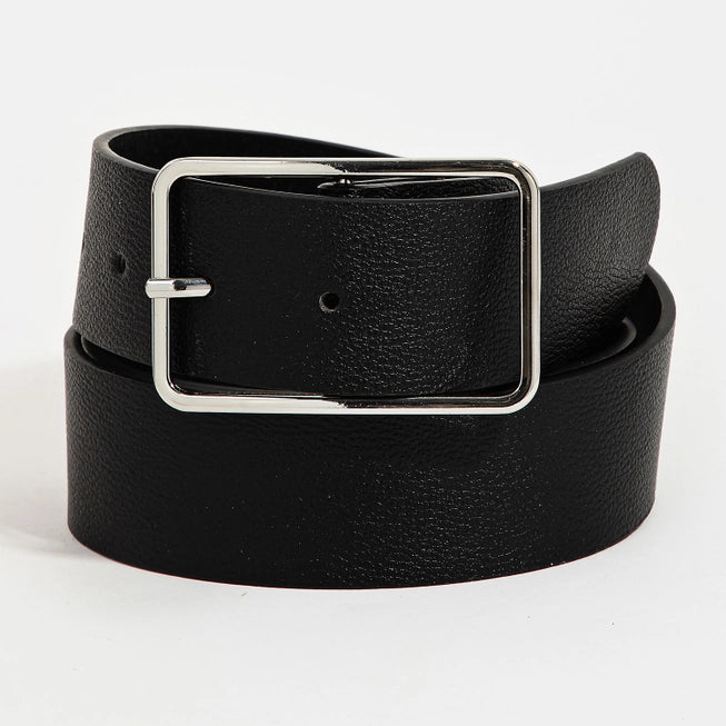 Everleigh Leather Rectangle Cutout Buckle Belt