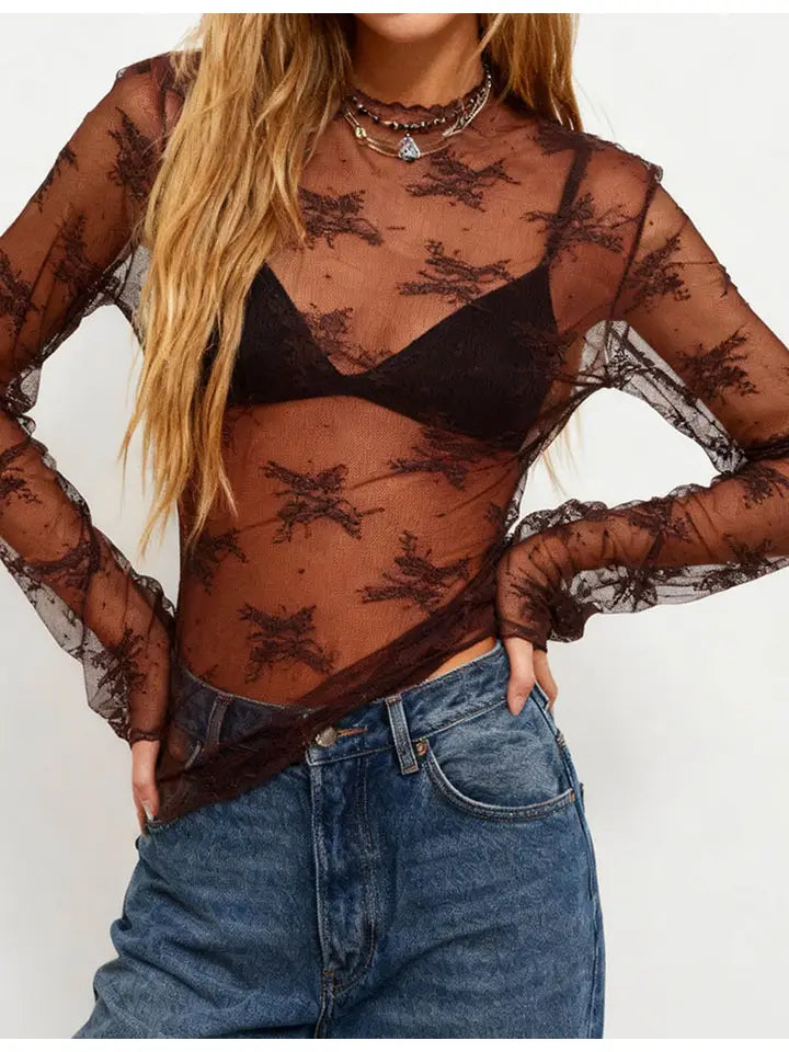 Lindsey Neck Layering Lace Top