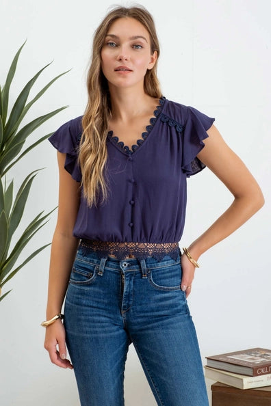 Lysandra Back Tie Short Sleeve Blouse