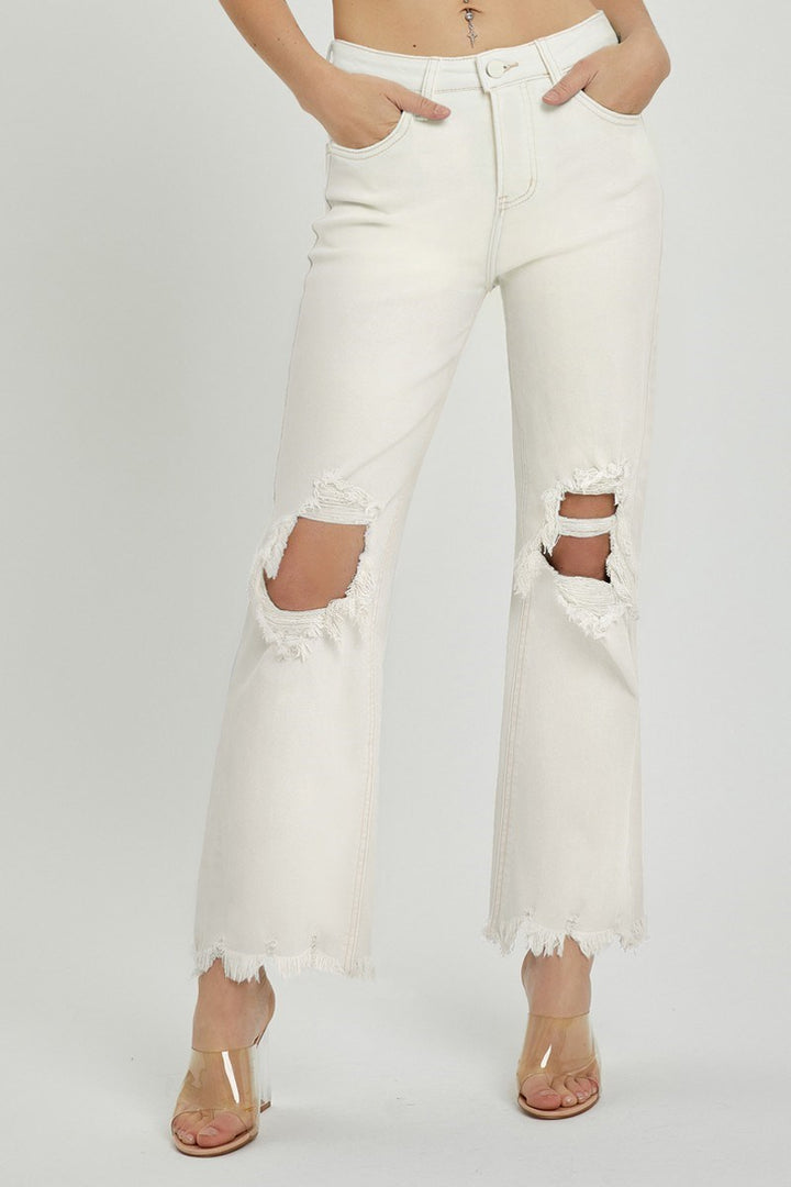 Melody Distressed Straight Leg Jeans