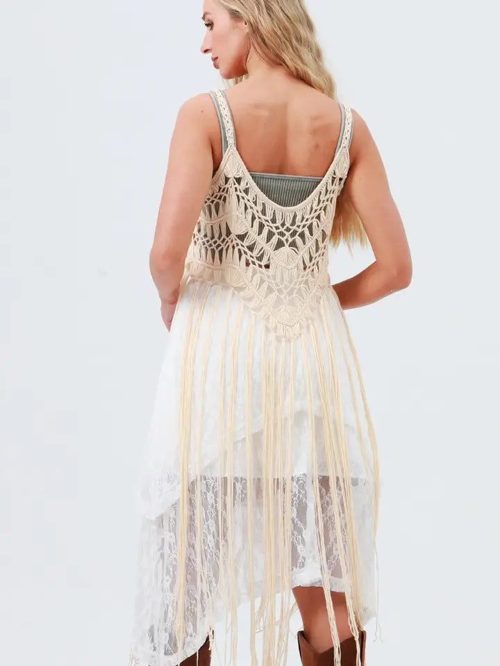 Calista Tassel Fringe Crochet Top