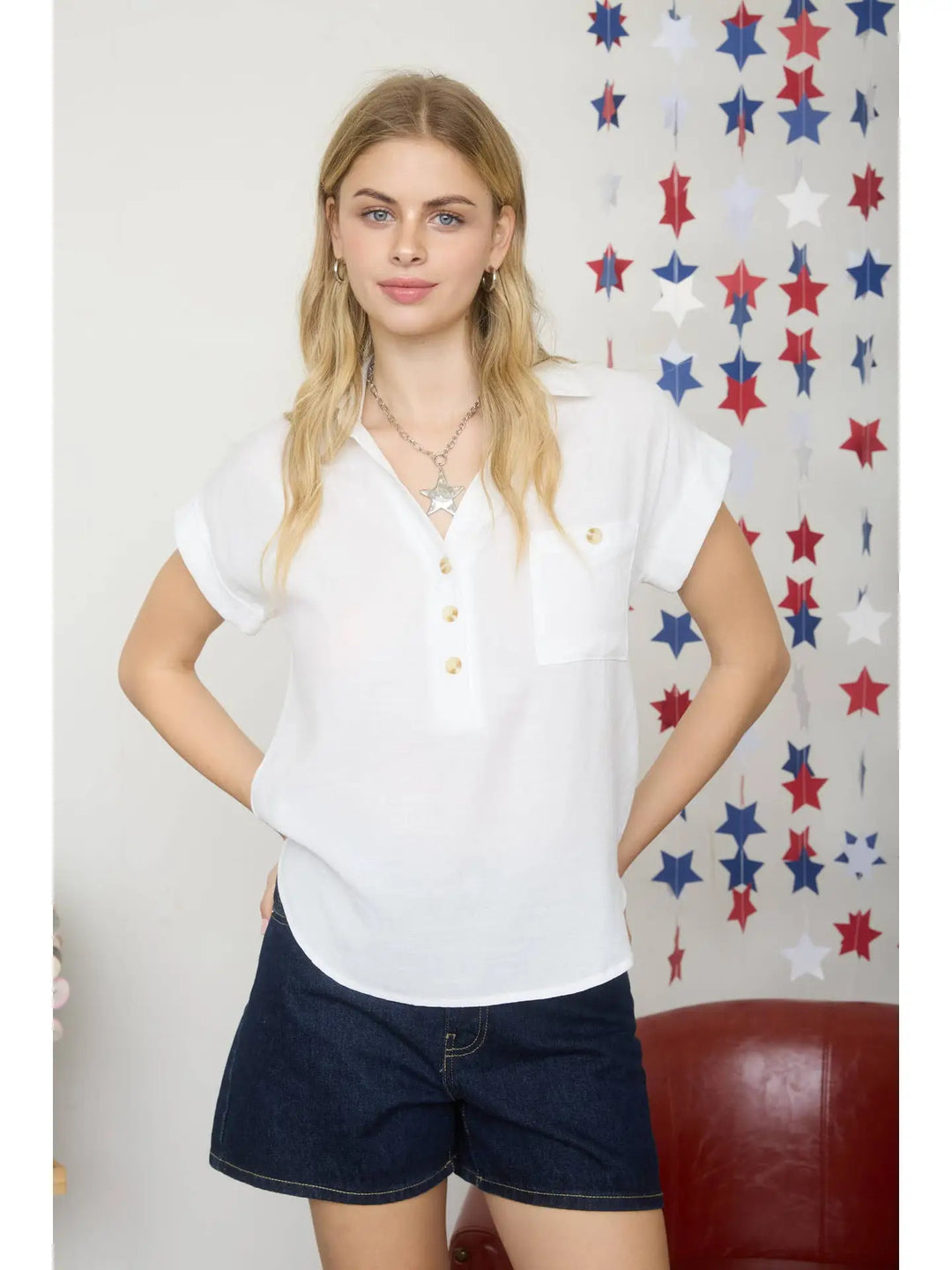 Tavira Button Front Top