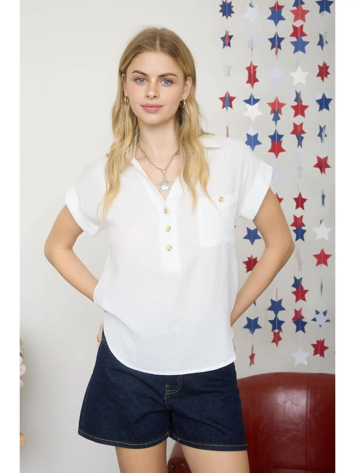 Tavira Button Front Top