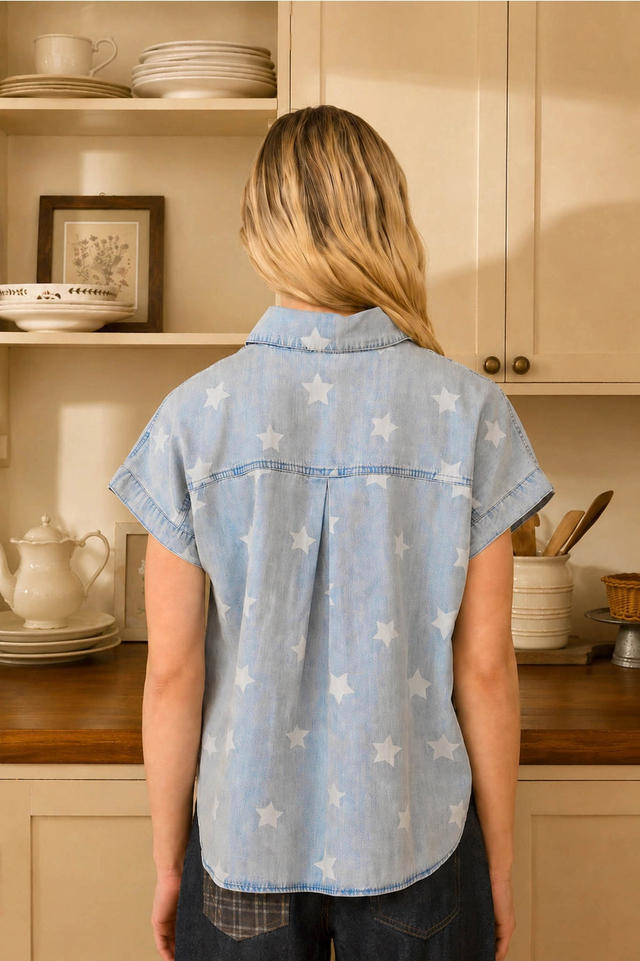 Stevie Star Denim Button Down