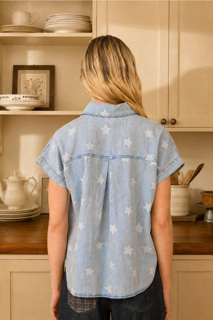 Stevie Star Denim Button Down