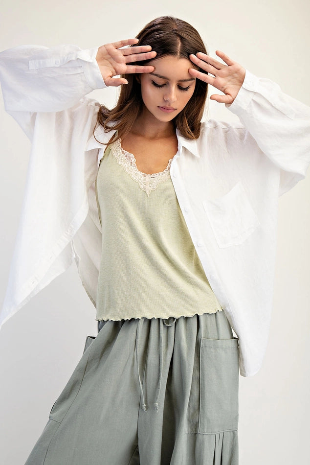 Samantha Linen Blend Button Down