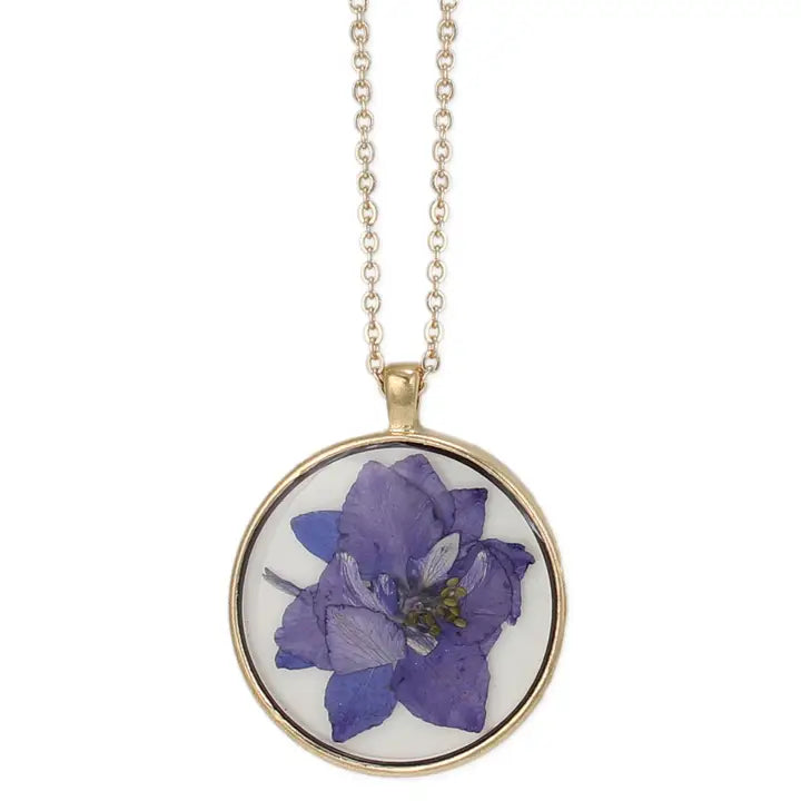 Liora Pressed Flower Pendant Necklace