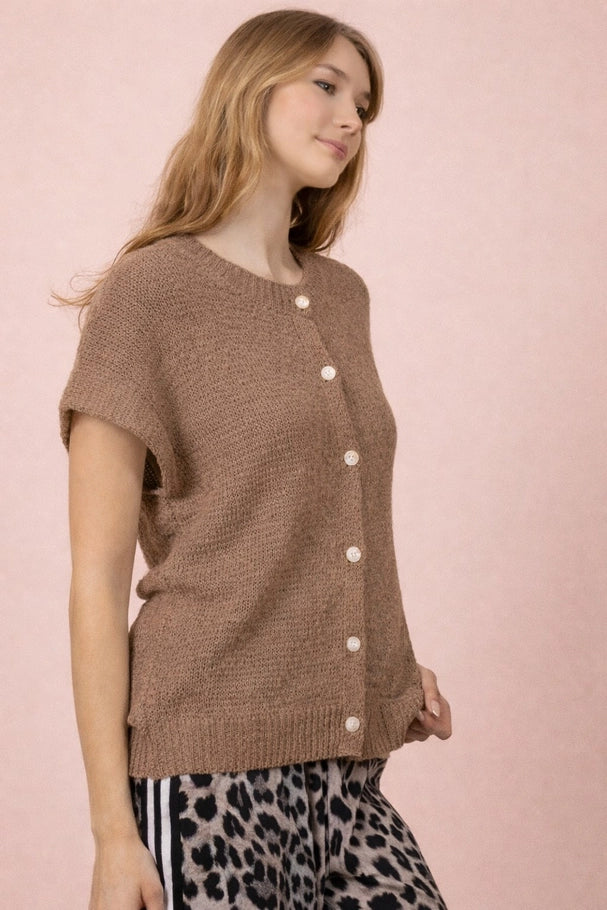 Brianna Button Front Sweater Top