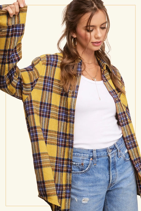 Bryony Loose Fit Plaid Button Down