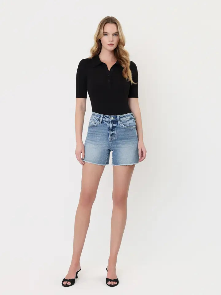 Megan High Rise Midi Denim Shorts