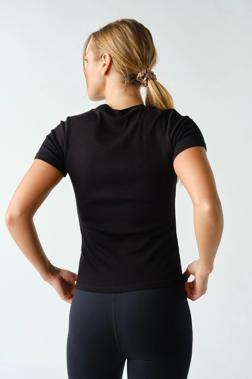 Kira Ribbed Short Sleeve Top
