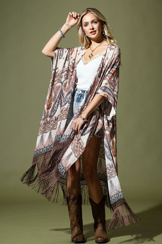 Seraphina Paisley Fringe Kimono