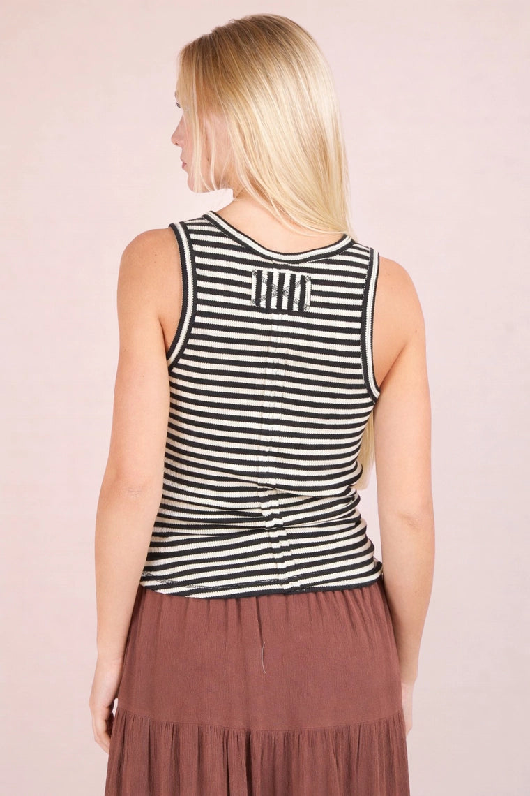 Corinne Ribbed Henley Tank