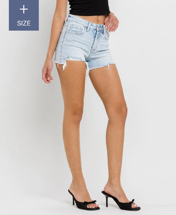 Jacquie High Rise Distressed Hem Shorts - Extended Size