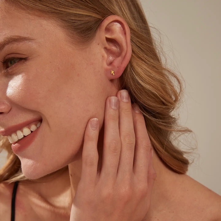 Faith Petite Cross Stud Earrings