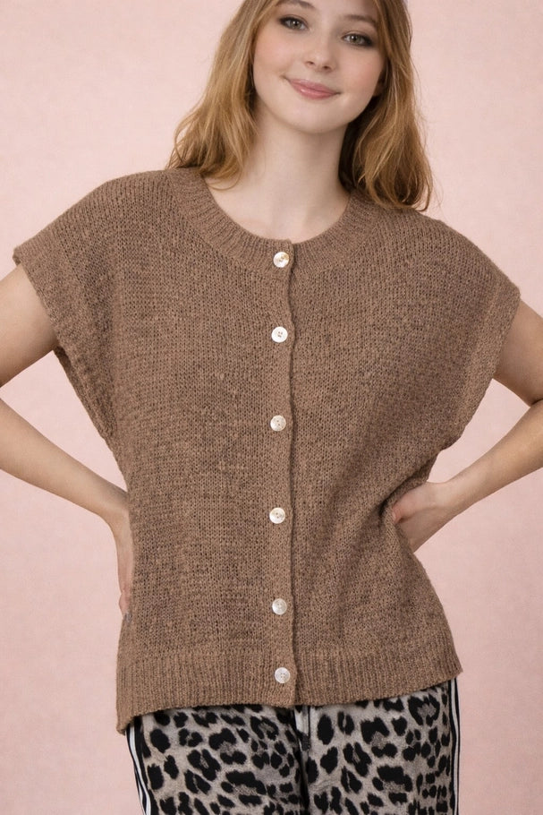 Brianna Button Front Sweater Top