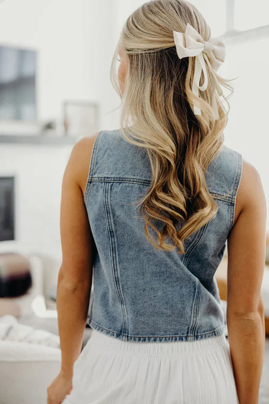 Samantha Denim Button Front Vest