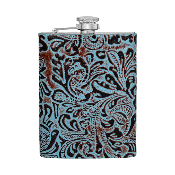 Amarillo Tooled Leather Flask