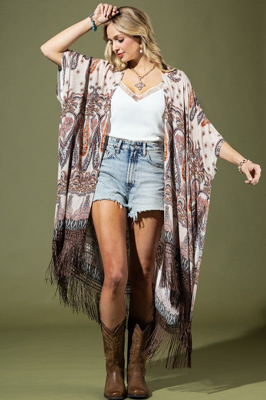 Seraphina Paisley Fringe Kimono