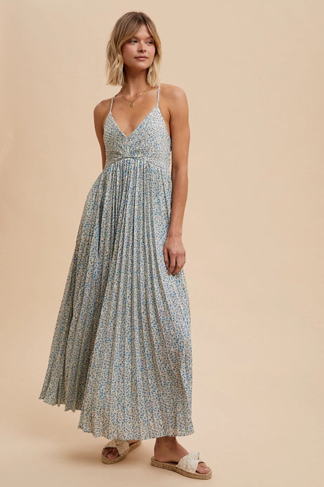 Noelle Pleated Floral Maxi Dress