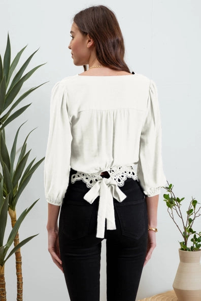 Winifred Scalloped Back Tie Blouse