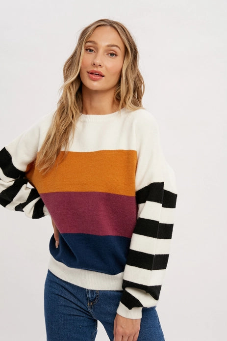 Indigo Color Block Sweater