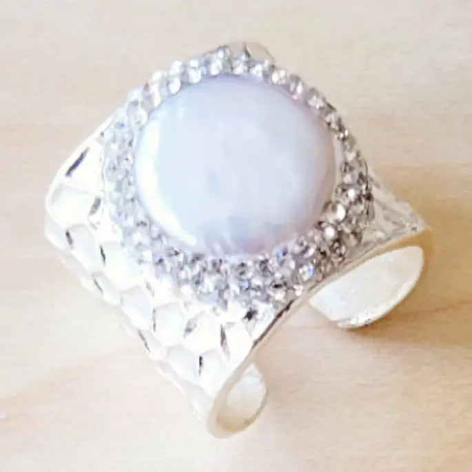 Tinsley Hammered Silver & Mother of Pearl Ring