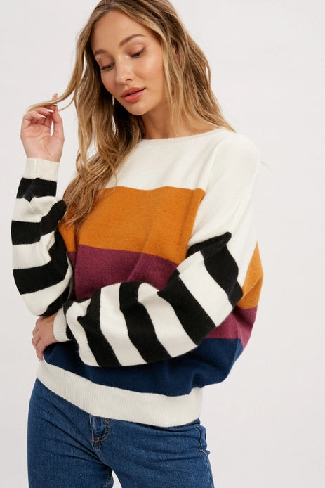 Indigo Color Block Sweater