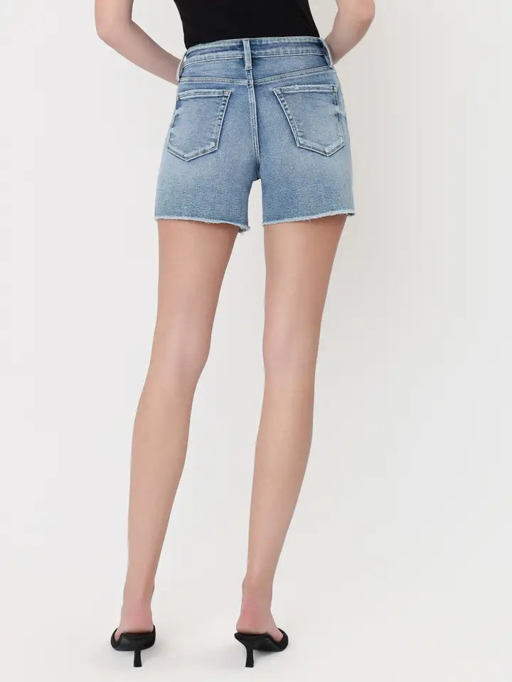 Megan High Rise Midi Denim Shorts