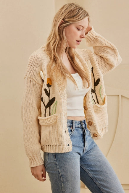 Maleah Flower Embroidered Cardigan