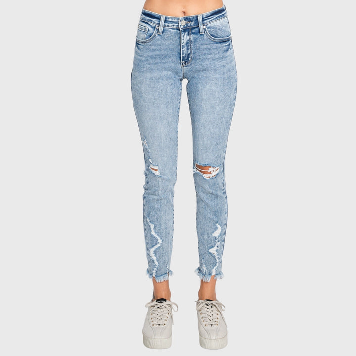Lynette Mid Rise Destroyed Ankle Skinny