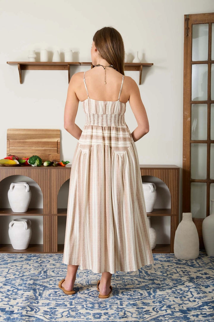 Elaria Striped Midi Dress