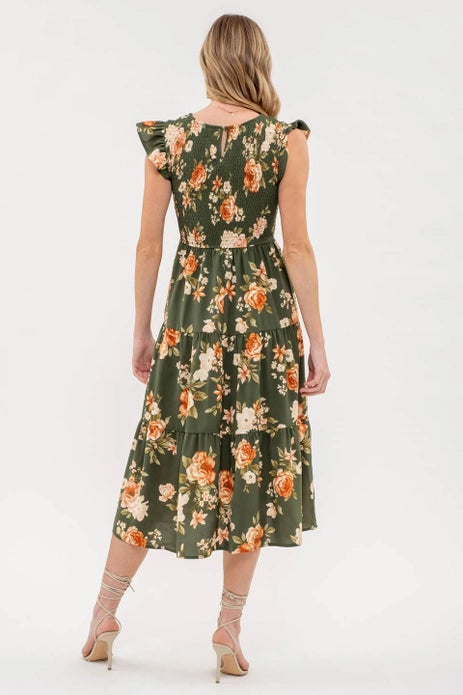 Silvia Smocked Floral Midi Dress