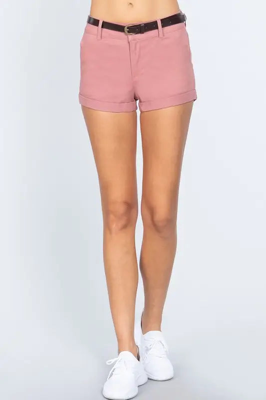 Lola Chic Belted Cotton Twill Shorts