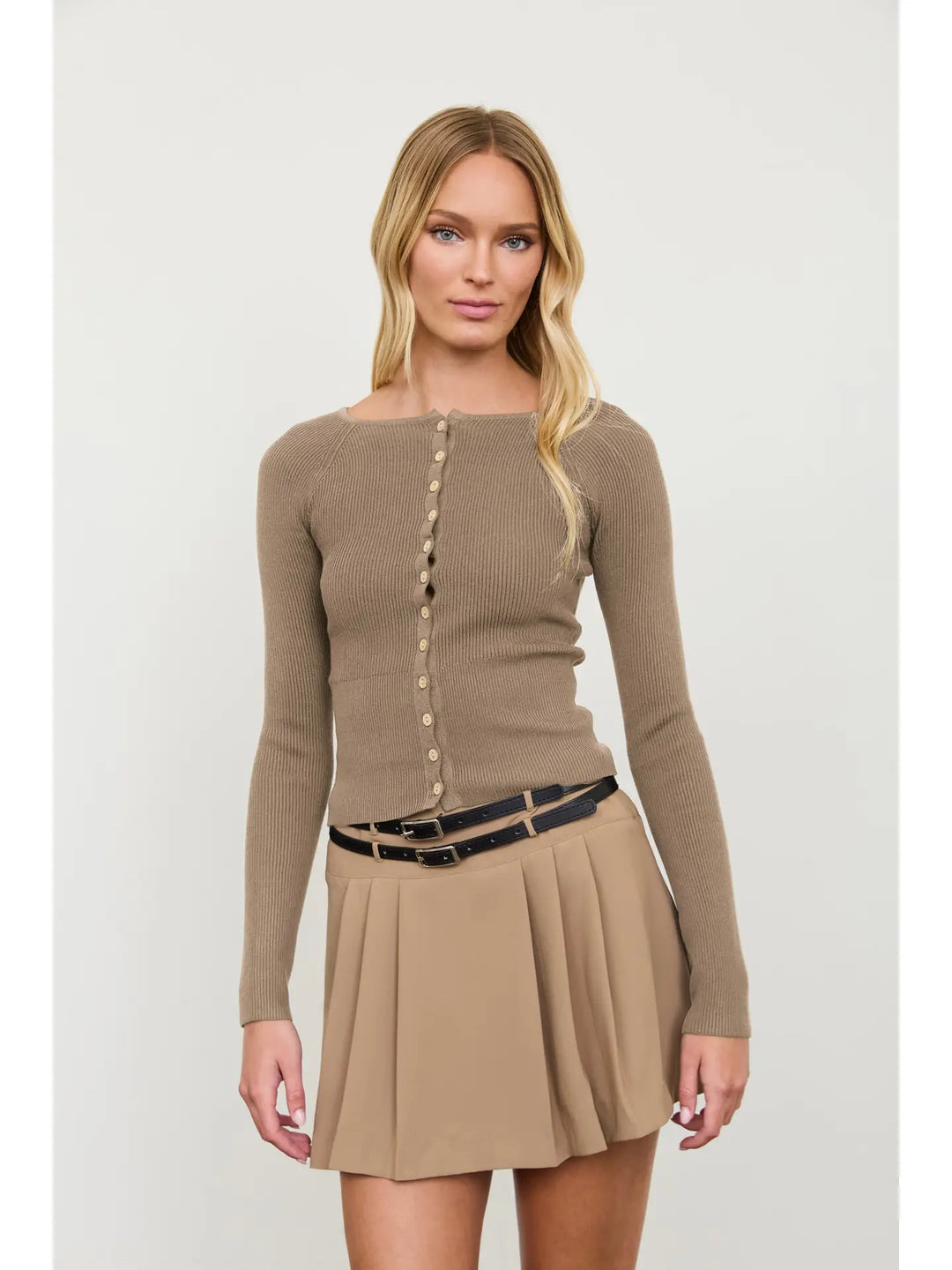 Trista Ribbed Button Down Cardigan