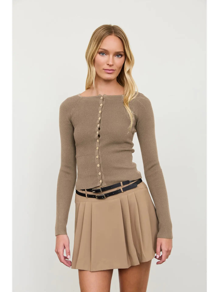 Trista Ribbed Button Down Cardigan