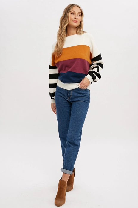 Indigo Color Block Sweater