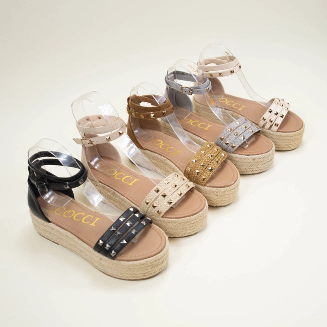 Bridgette Rockstud Strap Platform Espadrilles