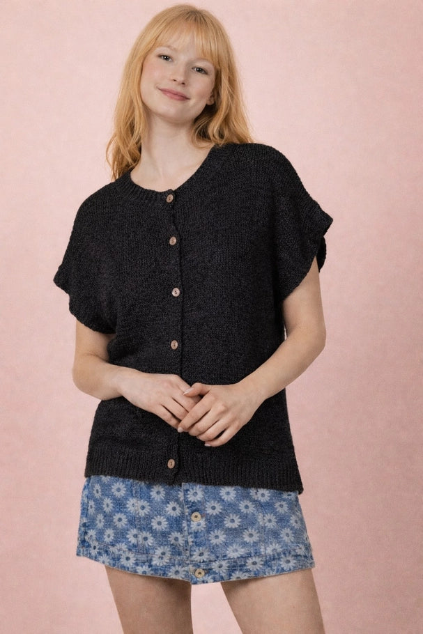 Brianna Button Front Sweater Top