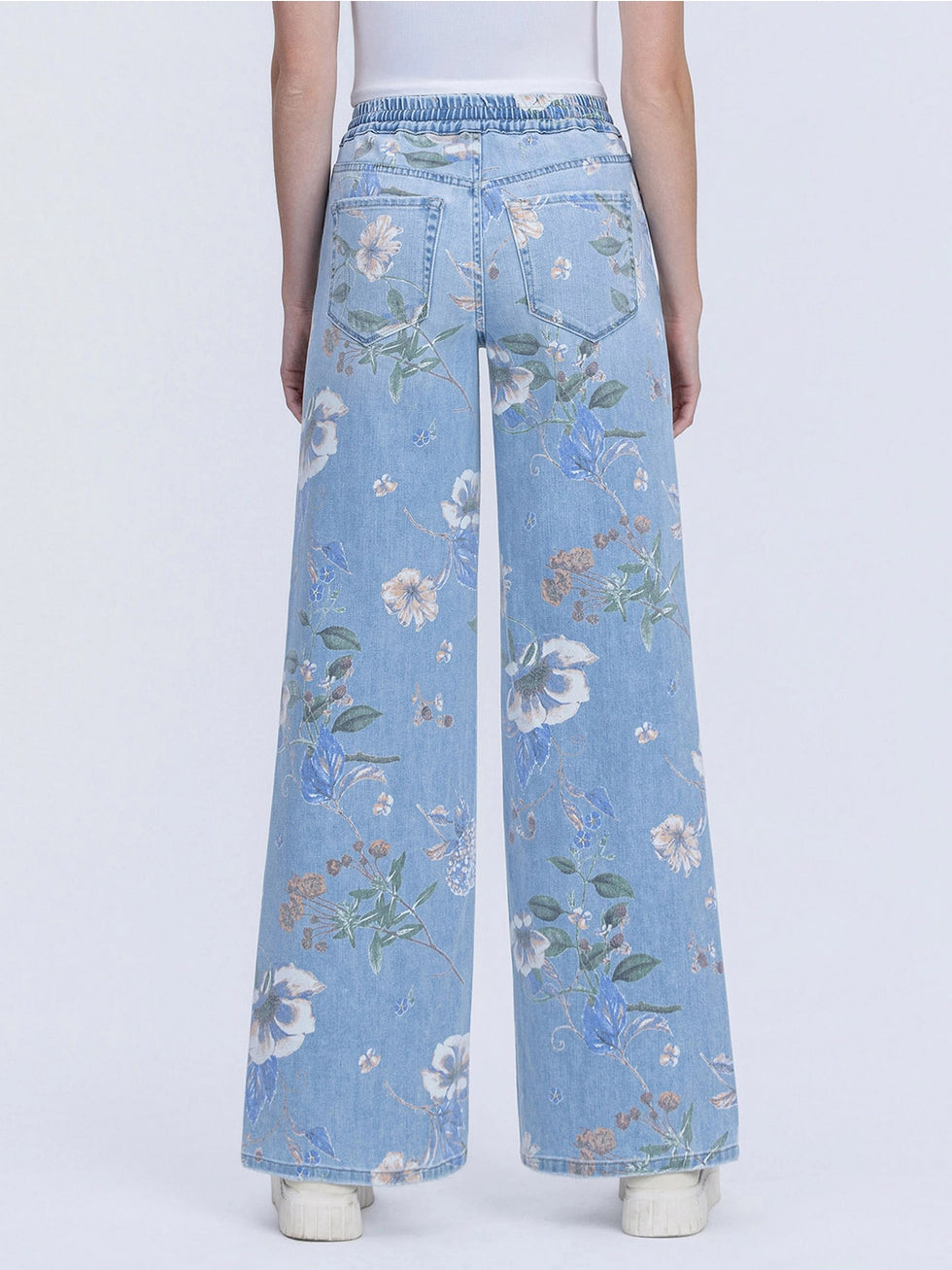 Whitney Floral Drawstring Wide Leg Jeans