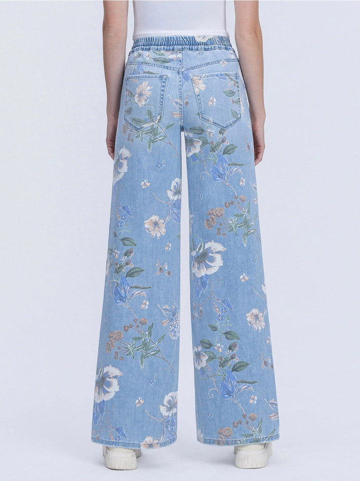 Whitney Floral Drawstring Wide Leg Jeans