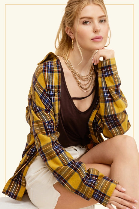 Bryony Loose Fit Plaid Button Down