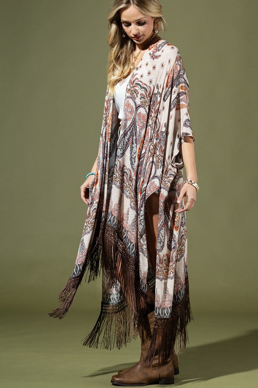 Seraphina Paisley Fringe Kimono
