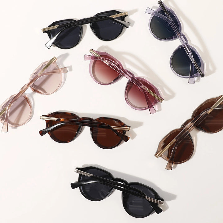 Renee Semi Transparent Round Frame Fashion Sunglasses