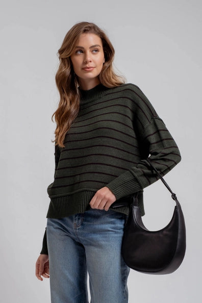 Ptolemy Mock Neck Striped Sweater