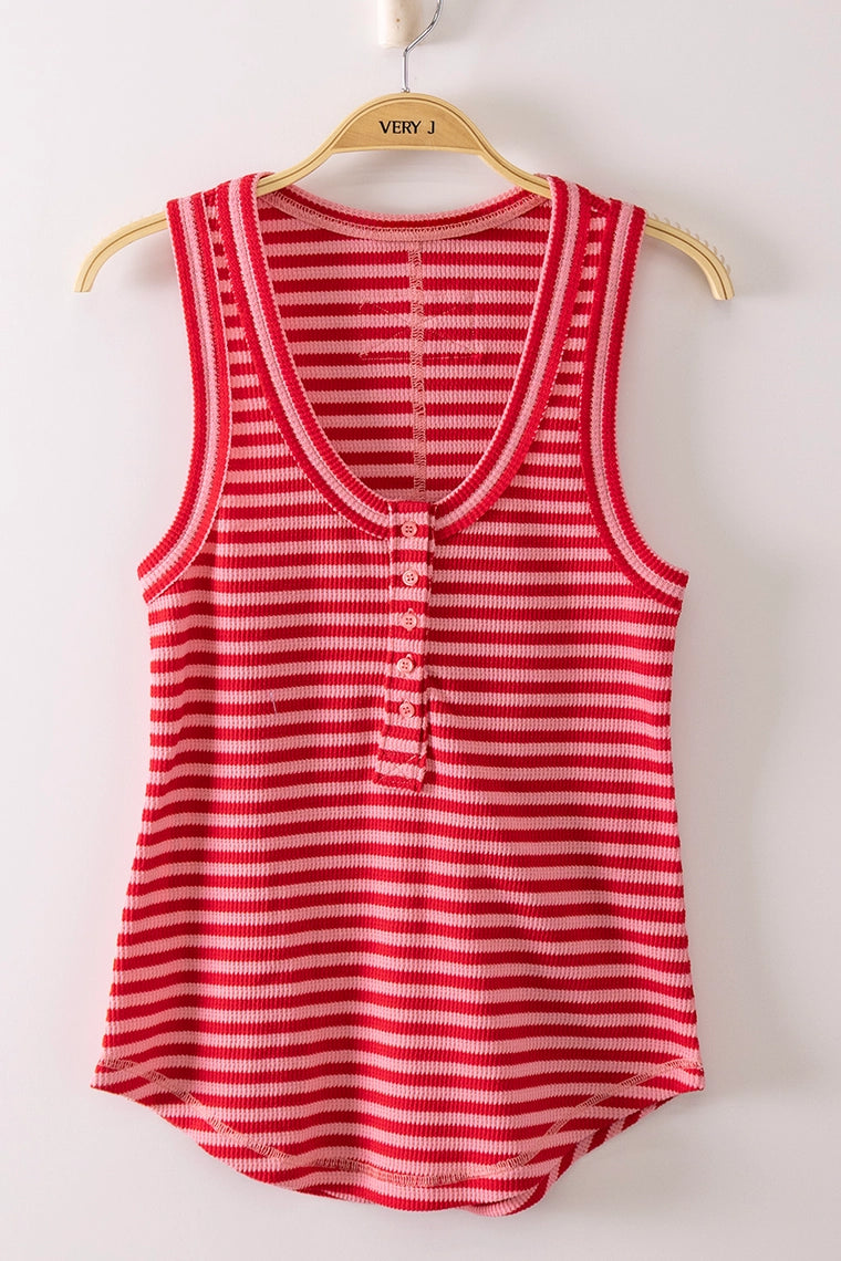 Corinne Ribbed Henley Tank