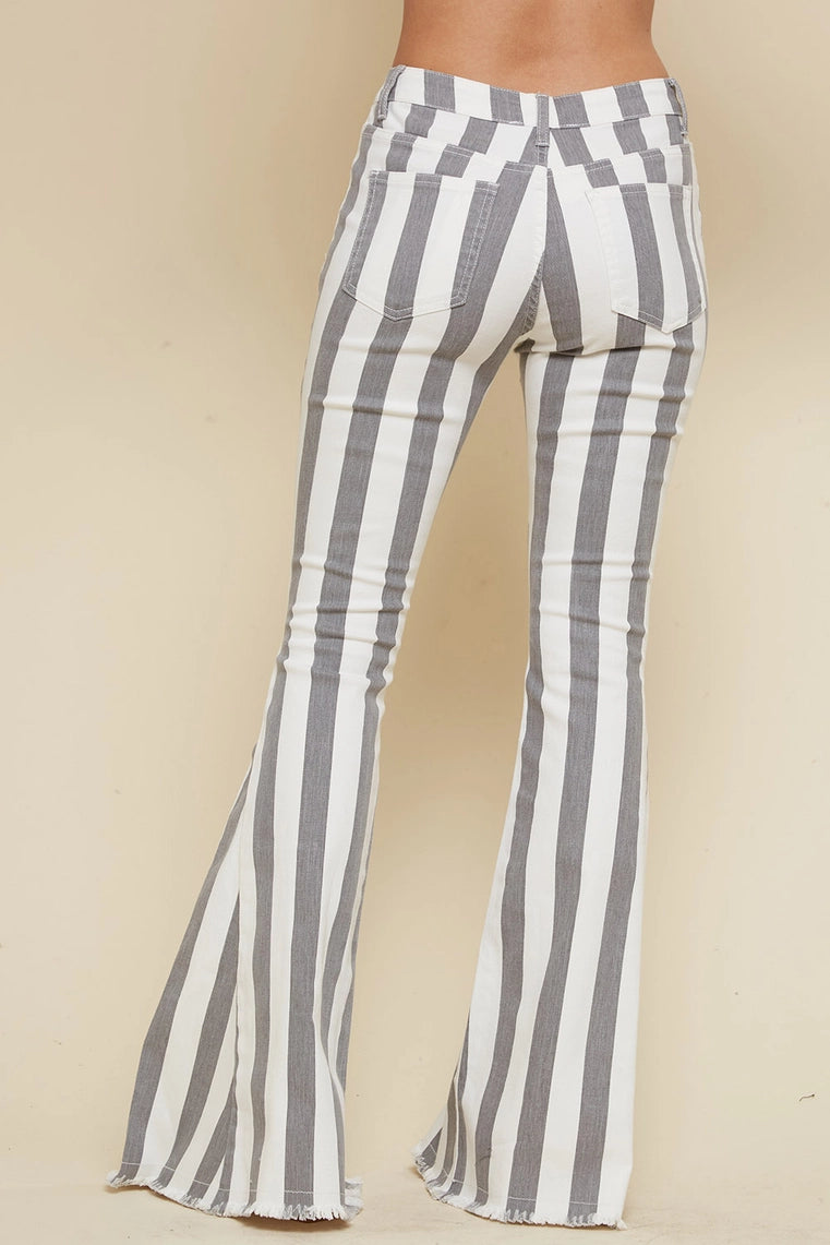 Foster Western Charcoal Striped flare Bottoms